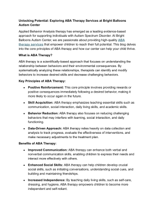 Unlocking Potential_ Exploring ABA Therapy Services at Bright Balloons Autism Center.docx