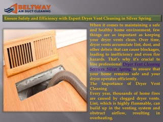 Ensure Safety and Efficiency with Expert Dryer Vent Cleaning in Silver Spring