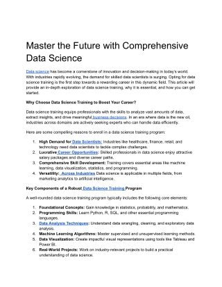 article Master the Future with Comprehensive Data Science Training