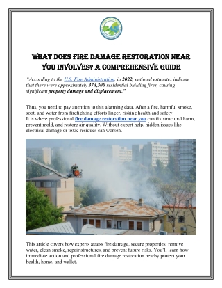 What Does Fire Damage Restoration Near You Involves A Comprehensive Guide