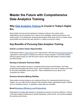 article Master the Future with Comprehensive Data Analytics Training
