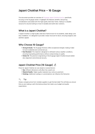 Japani Chokhat Price – 16 Gauge  Manvik Door and Frames