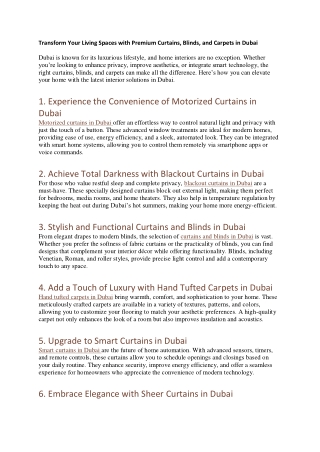 Premium Curtains, Blinds, and Carpets in Dubai