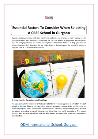 Essential Factors To Consider When Selecting A CBSE School in Gurgaon (1)