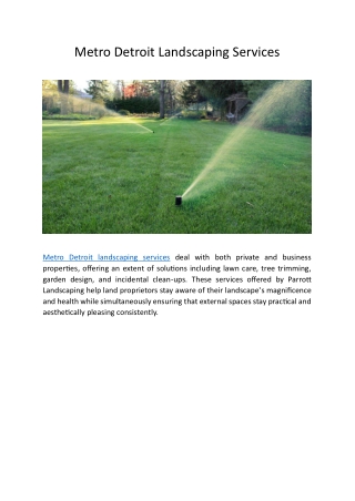 Metro Detroit Landscaping Services