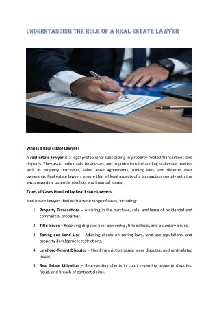 Understanding the Role of a Real Estate Lawyer