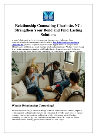Relationship Counseling Charlotte, NC Strengthen Your Bond and Find Lasting Solutions