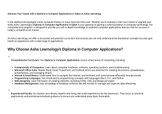 Diploma in Computer Applications