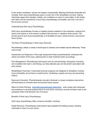 Effective Physiotherapy Techniques for WCB Therapy For Musculoskeletal Disorders