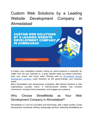 Custom Web Solutions by a Leading Website Development Company in Ahmedabad