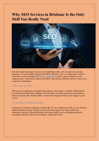 Why SEO Services in Brisbane Is the Only Skill You Really Need