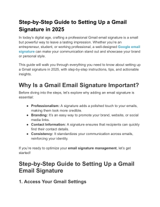 Step-by-Step Guide to Setting Up a Gmail Signature in 2025