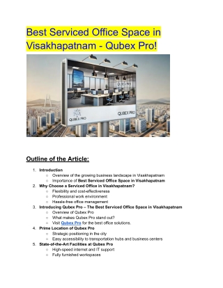Best Serviced Office Space in Visakhapatnam - Qubex Pro