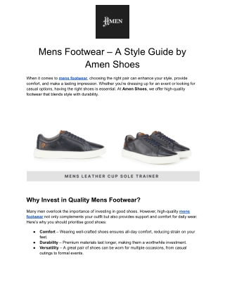 Mens Footwear – A Style Guide by Amen Shoes