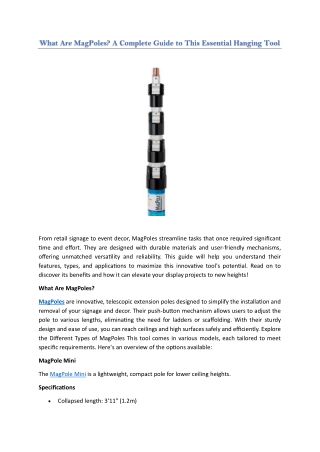 What Are MagPoles? A Complete Guide to This Essential Hanging Tool