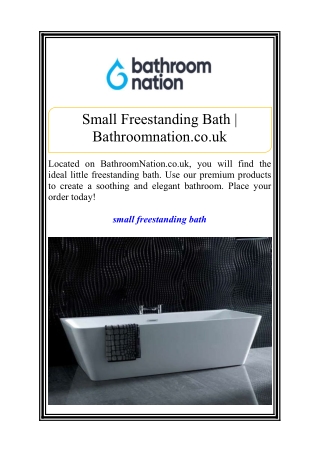 Small Freestanding Bath | Bathroomnation.co.uk