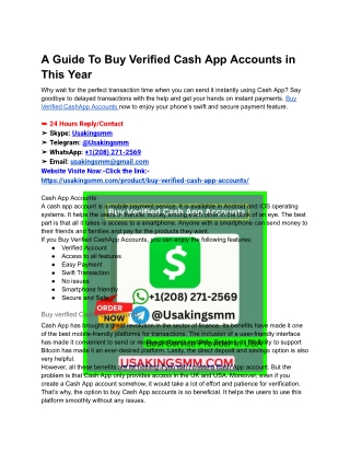 A Guide To Buy Verified Cash App Accounts in This Year