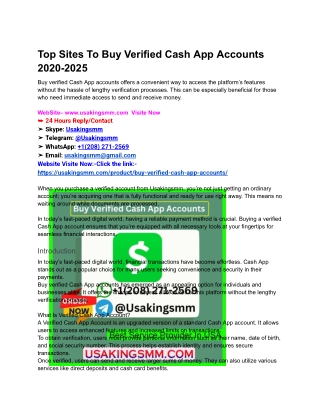 Top Sites To Buy Verified Cash App Accounts 2020-2025