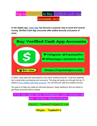 Top 10 Best Place to Buy Verified Cash App Accounts 2025