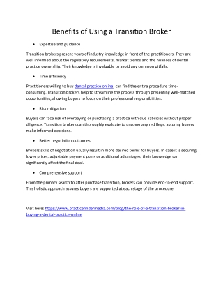 Benefits of Using a Transition Broker