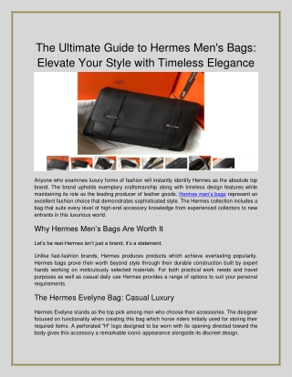 The Ultimate Guide to Hermes Men's Bag