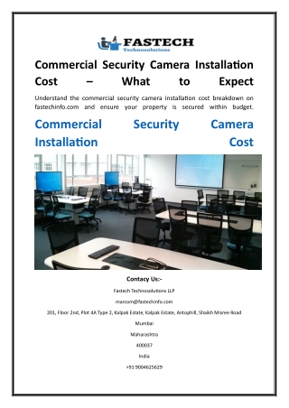 Commercial Security Camera Installation Cost  What to Expect