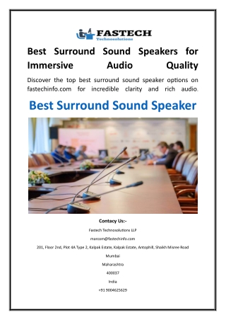Best Surround Sound Speakers for Immersive Audio Quality