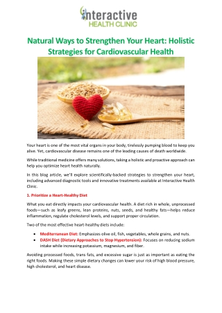 Natural Ways to Strengthen Your Heart Holistic Strategies for Cardiovascular Health