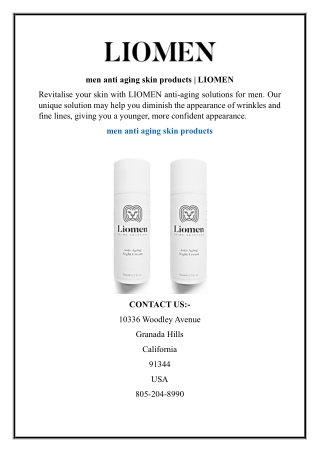 men anti aging skin products  LIOMEN