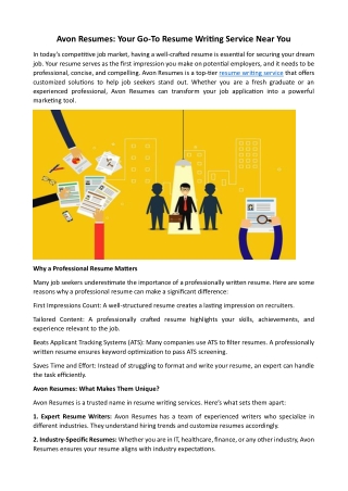 Avon Resumes Your Go-To Resume Writing Service Near You