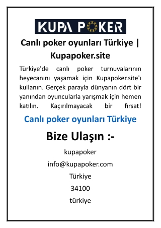 Canlı poker oyunları Türkiye  Kupapoker.site
