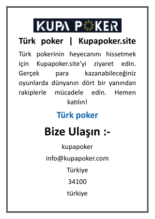 Türk poker  Kupapoker.site