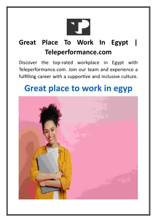 Great Place To Work In Egypt  Teleperformance
