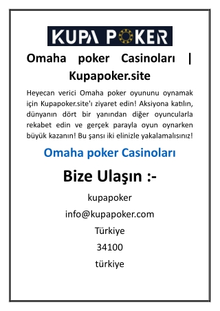 Omaha poker Casinoları  Kupapoker.site