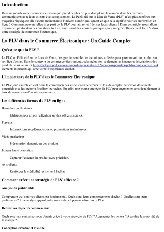La PLV dans le Commerce Électronique : Un Guide Complet