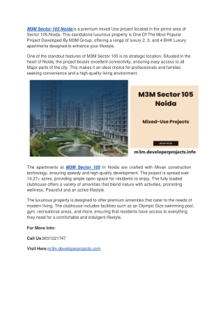 M3M Sector 105 Noida | Building Better Lives