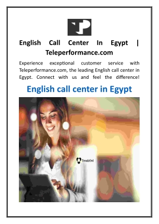 English Call Center In Egypt  Teleperformance