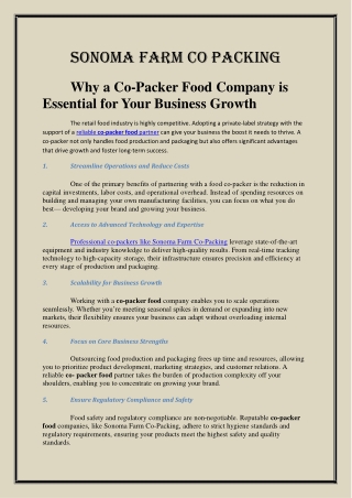 Why a Co-Packer Food Company is Essential for Your Business Growth