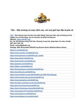 Tdtc – Đấu trường cá cược đỉnh cao, nơi mọi giới hạn đều bị phá vỡ