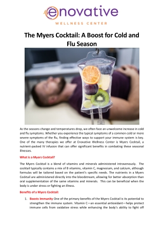 The Myers Cocktail A Boost for Cold and Flu Season