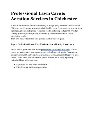Professional Lawn Care & Aeration Services in Chichester