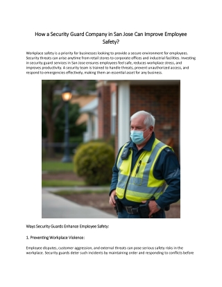 How a Security Guard Company in San Jose Can Improve Employee Safety?