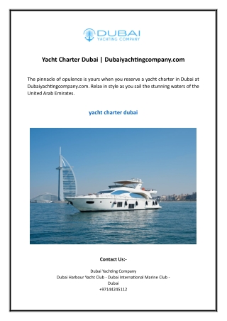 Yacht Charter Dubai | Dubaiyachtingcompany.com