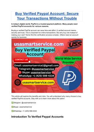 Buy Verified Paypal Account_ Secure Your Transactions Without Trouble
