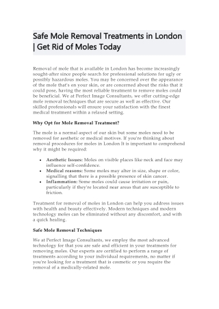 Safe Mole Removal Treatments in London | Get Rid of Moles Today