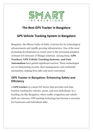 The Best GPS Tracker in Bangalore