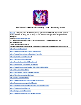 X8Club – Sân chơi của những cược thủ dũng mãnh