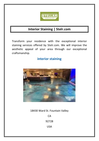 Interior Staining | Stelr.com