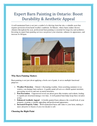 Expert Barn Painting in Ontario Boost Durability  Aesthetic Appeal