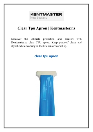 Clear Tpu Apron Kentmaster.nz